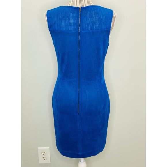 Anthropologie Greylin Blue Micro Suede Dress Women Size Small Perforated Texture - Picture 4 of 9